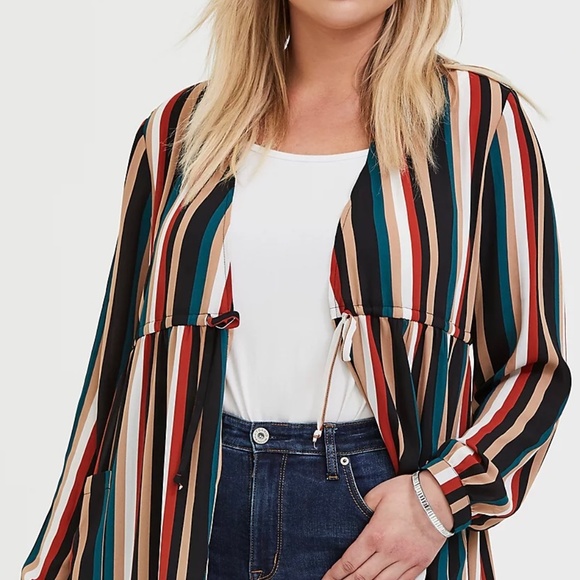 ❤Torrid Striped Chiffon Georgette Kimono, Size 0 - NWT! - Picture 2 of 5